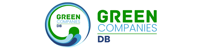 the circular logo of GreenCompaniesDB on the left and the text Green Companies DB on the right stacked on top of each other. This text of the logo also sits inside the circular logo of GreenCompaniesDB itself. The circular logo represents a bluish greenish swirl of water.