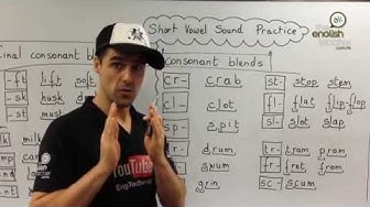 An English class in Hong Kong on short vowel sounds by a teacher with a cap in front of a whiteboard