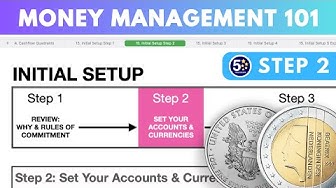 a video thumbnail showing a section of a spreadsheet, step 2 of the initial setup before you should manage your money with this money management spreadsheet and 2 coins to indicate that this video is about money and money management 