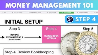 a video thumbnail showing a section of a spreadsheet, step 4 of the initial setup before you should manage your money with this money management spreadsheet and 2 coins to indicate that this video is about money and money management 