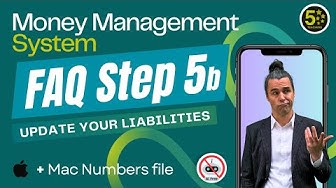 a video thumbnail showing a man in a suit with his long hair done up and is talking about a Money Management System and is an explanatory FAQ video about step 5b of the updating process, the money management process which in this case is 'updating your liabilities'