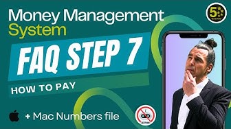 a video thumbnail showing a man in a suit with his long hair done up and pointing towards the text in the thumbnail which talks about a Money Management System and is an explanatory FAQ video about step 6 of the updating process, the money management process which in this case is 'how to pay your bills using the money management system'